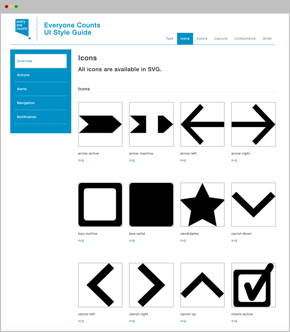 Everyone Counts - Style Guide - Icons